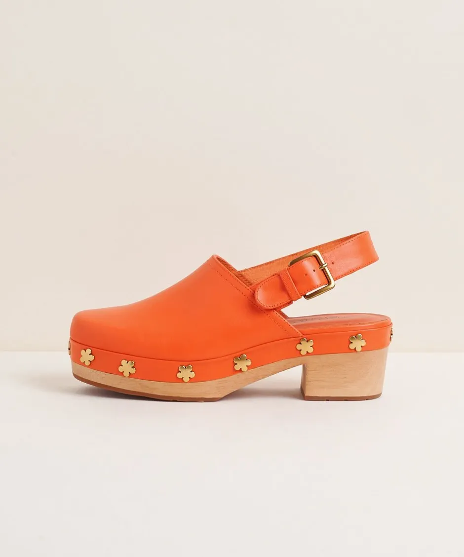 Charlotte Stone Jona In Tangerine Flower*Women Clogs