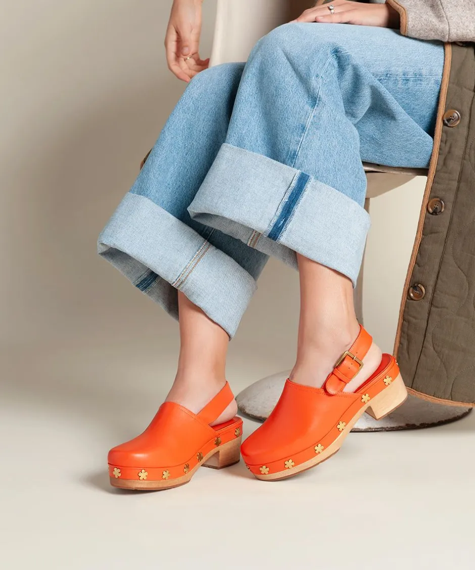 Charlotte Stone Jona In Tangerine Flower*Women Clogs